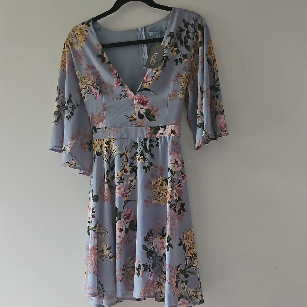 Sky Lavender Floral Midi Dress